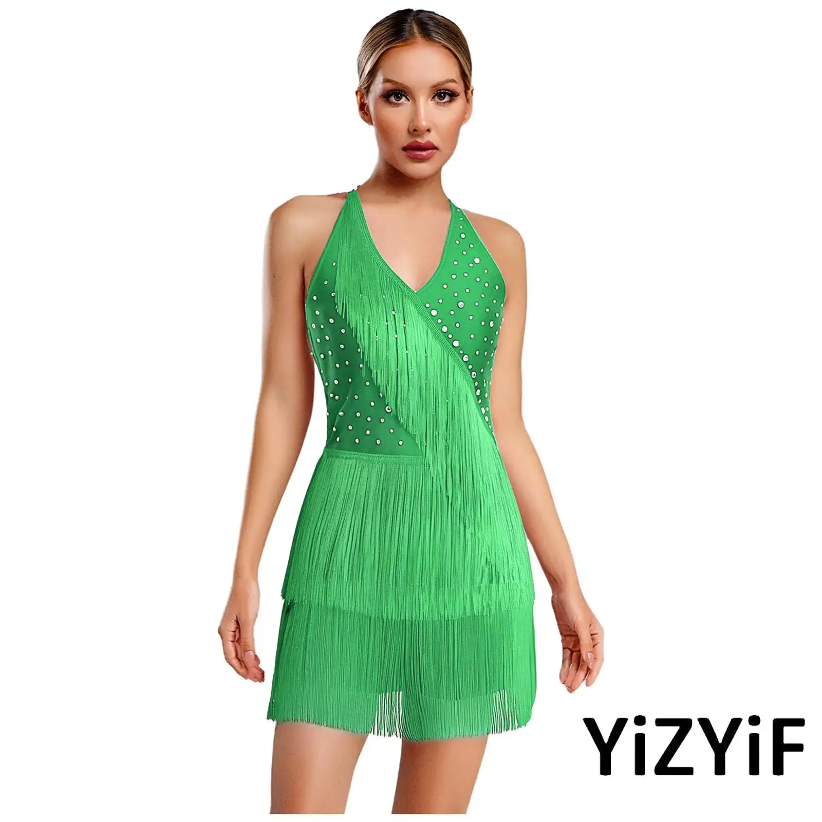 

Womens Latin Salsa Jazz Dance Jumpsuit Stage Ballroom Performance Tango Bodysuit Professional Lyrical Jazz Dance Leotard Dress