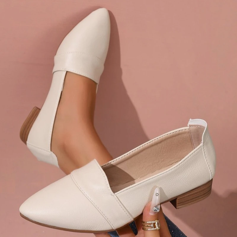 Slip on Shoes Womens Flat Women's Solid Color Shoes Slip On Pointed Toe Shallow Mouth Soft Sole Sandals for Women Flat view 6