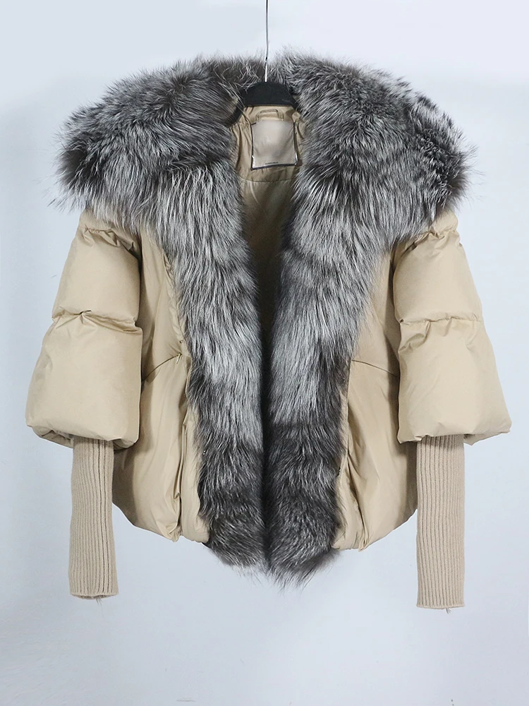 OFTBUY New White Duck Down Jacket Winter Women Warm Loose Coat Natural Real Fox Fur Collar Thick Luxury Outerwear New Fashion
