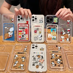 Funda con dibujos de perro para iPhone, carcasa con soporte para tarjeta, para modelos 16, 15, 14, 13, 12, 11 Mini Pro Max, X, XR, XSMax, 7, 8 Plus, s-snoopys, novedad