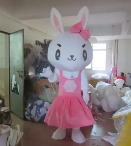 

Adult Foam Pink Dress Easter Bunny Rabbit Fancy Cartoon Mascot Costume Plush Christmas Fancy Dress Halloween Mascot Costume
