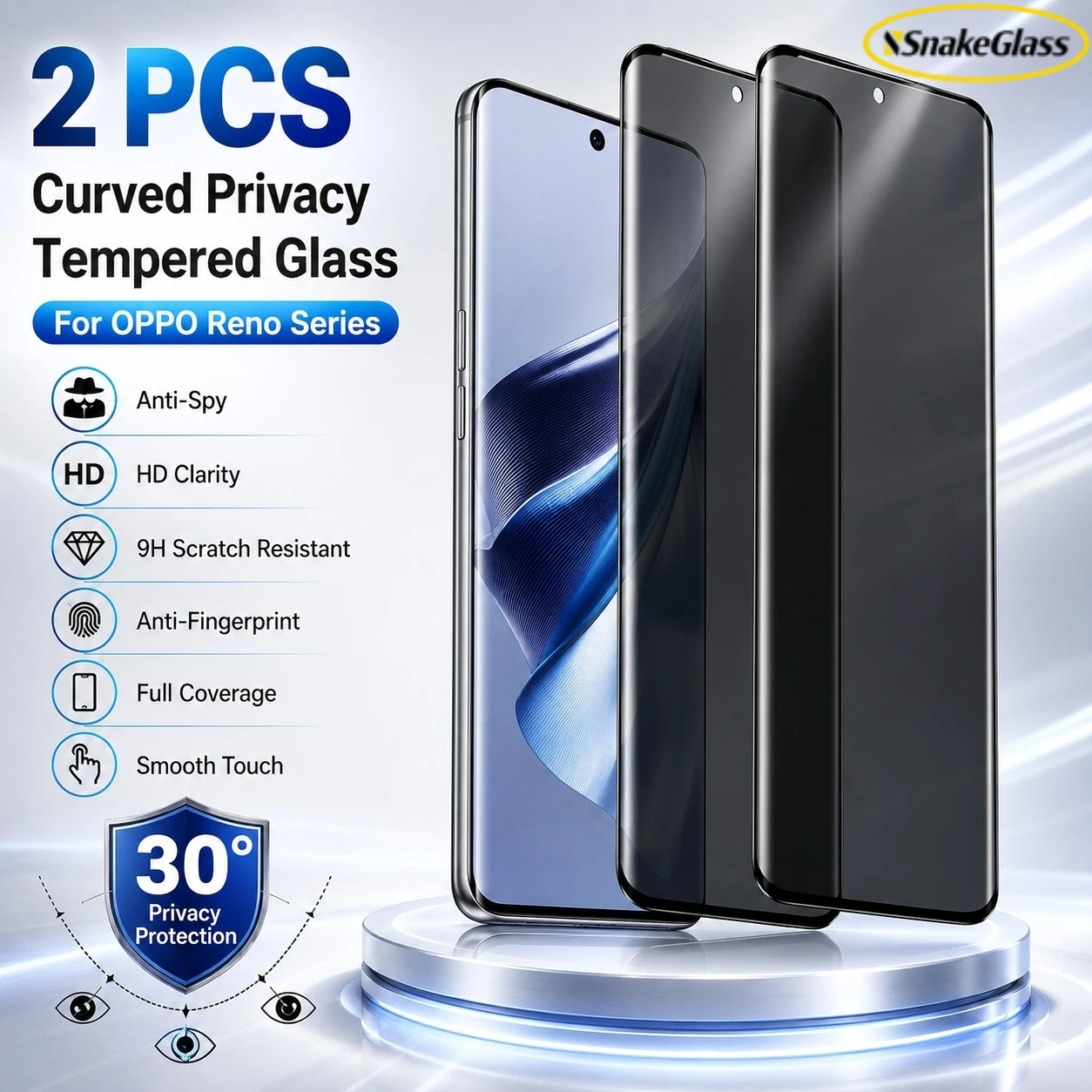 

2PCS Anti Peeping Tempered Glass for OPPO Reno 13/12/11/10/9 Pro 6/9/10Pro+ Privacy Screen Protectors Film Anti-Scratch Anti-Spy