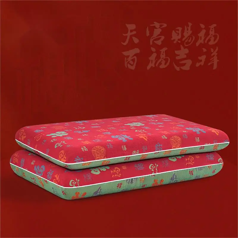 Chinese Symbol Fu Blessing Lucky Vintage Classical Bread Shape Memory Foam Orthopedic Bed Neck Pain Relief Bed Pillow