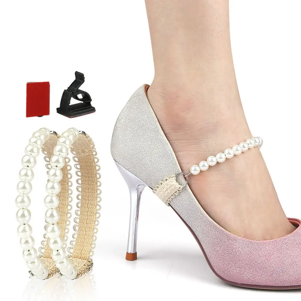 New Alloy Women Shoelaces Shoes Decoration Ankle Holding Loose High Heels Pearl Heels Band Anti-skid Shoe Belt