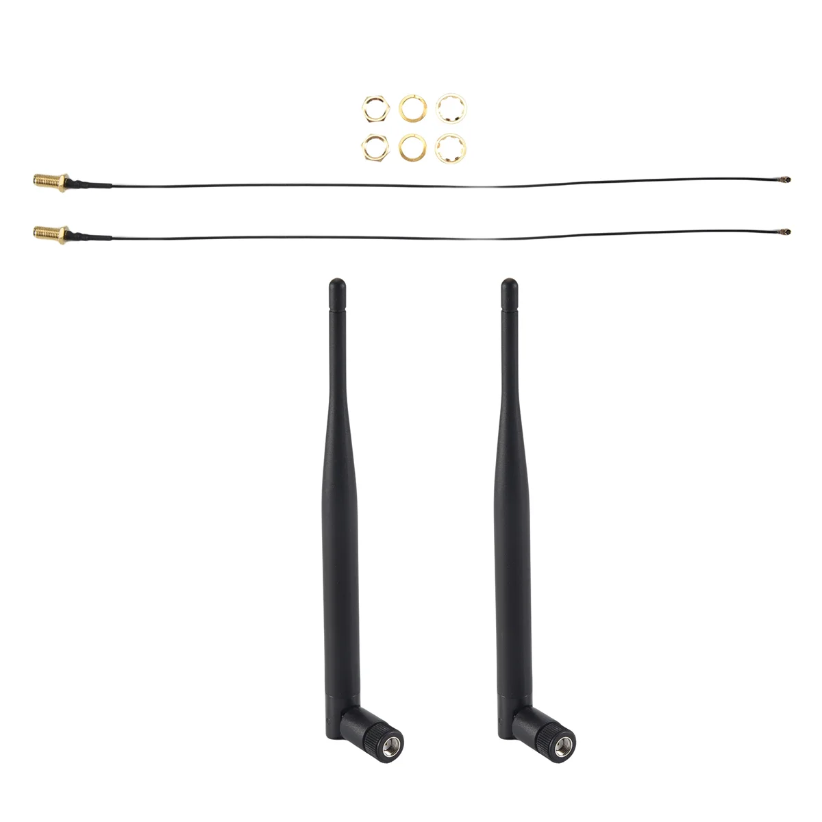 ABEZ 2 x 6dBi 2.4GHz 5GHz Dual Band WiFi RP-SMA Antenna + 2 x 35cm U.fl / IPEX Cable