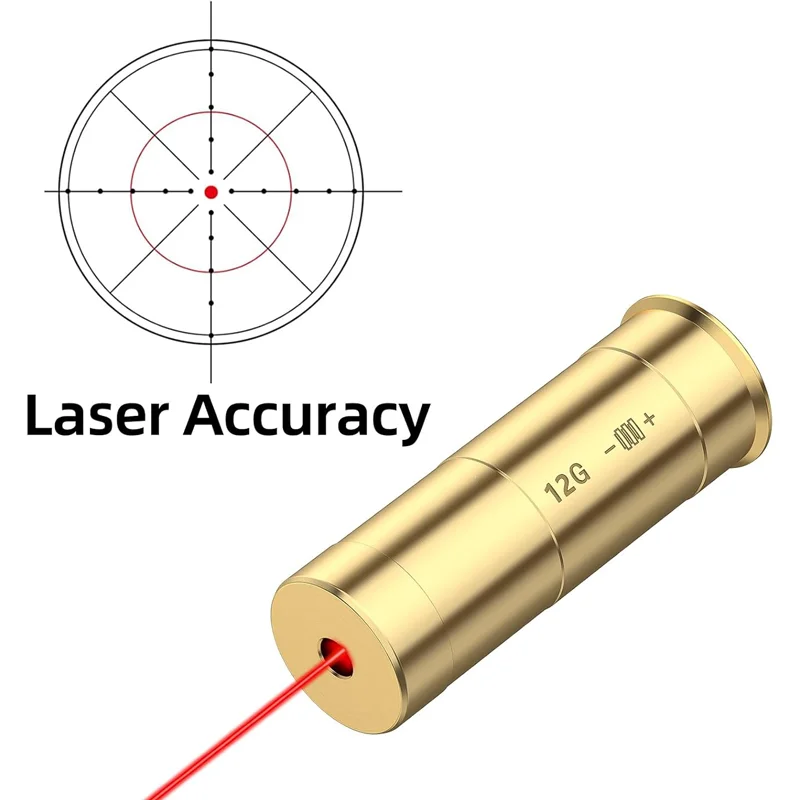 12GA Laser Bore Sight Battery inclusa 12G Red Laser collimatore 12Gauge Boresighter