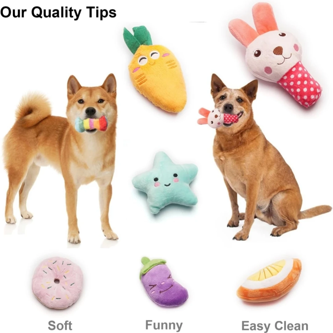 9-piece set of squeaking puppy toys, cute multi-color design, can bite at any time, suitable for small dogs