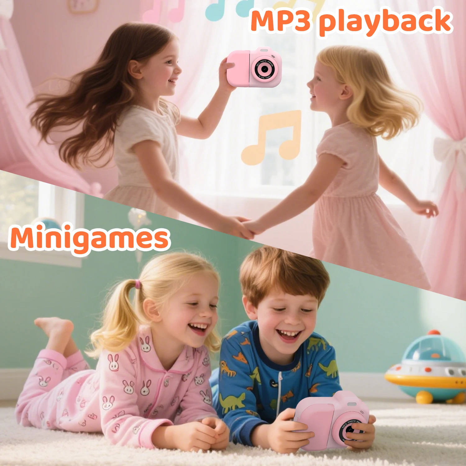 48MP digitale camera voor kinderen met printfunctie 1080P HD Instant Camera Kerstcadeaus Verjaardagsspeelgoed voor meisjes Jongens van 3-12 jaar