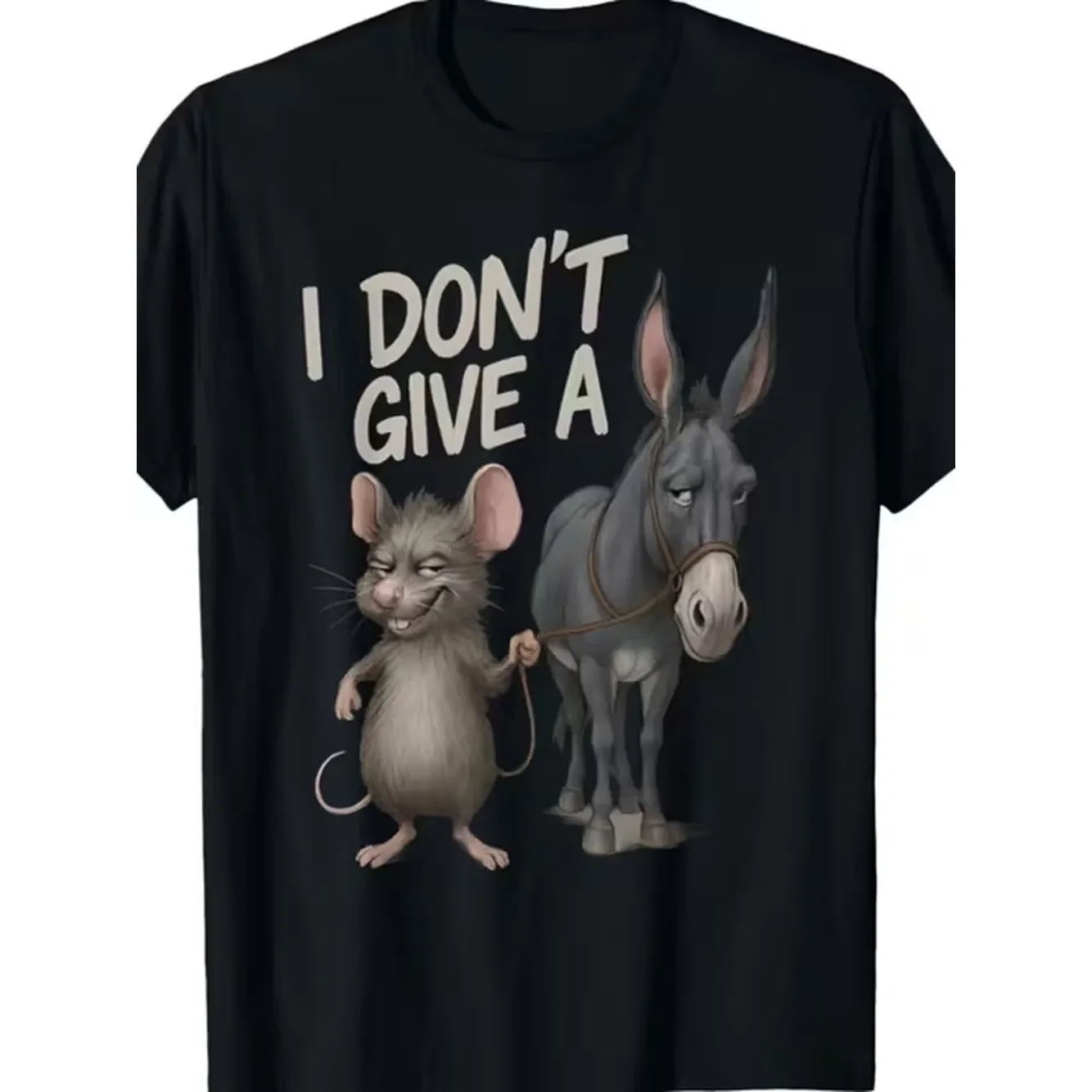 Funny Sarcastic Rat Donkey Meme T Shirt I Dont Give A Graphic Tee with Donkey Rat Characters Soft Breathable Shirt for Men Women Apparel Casual