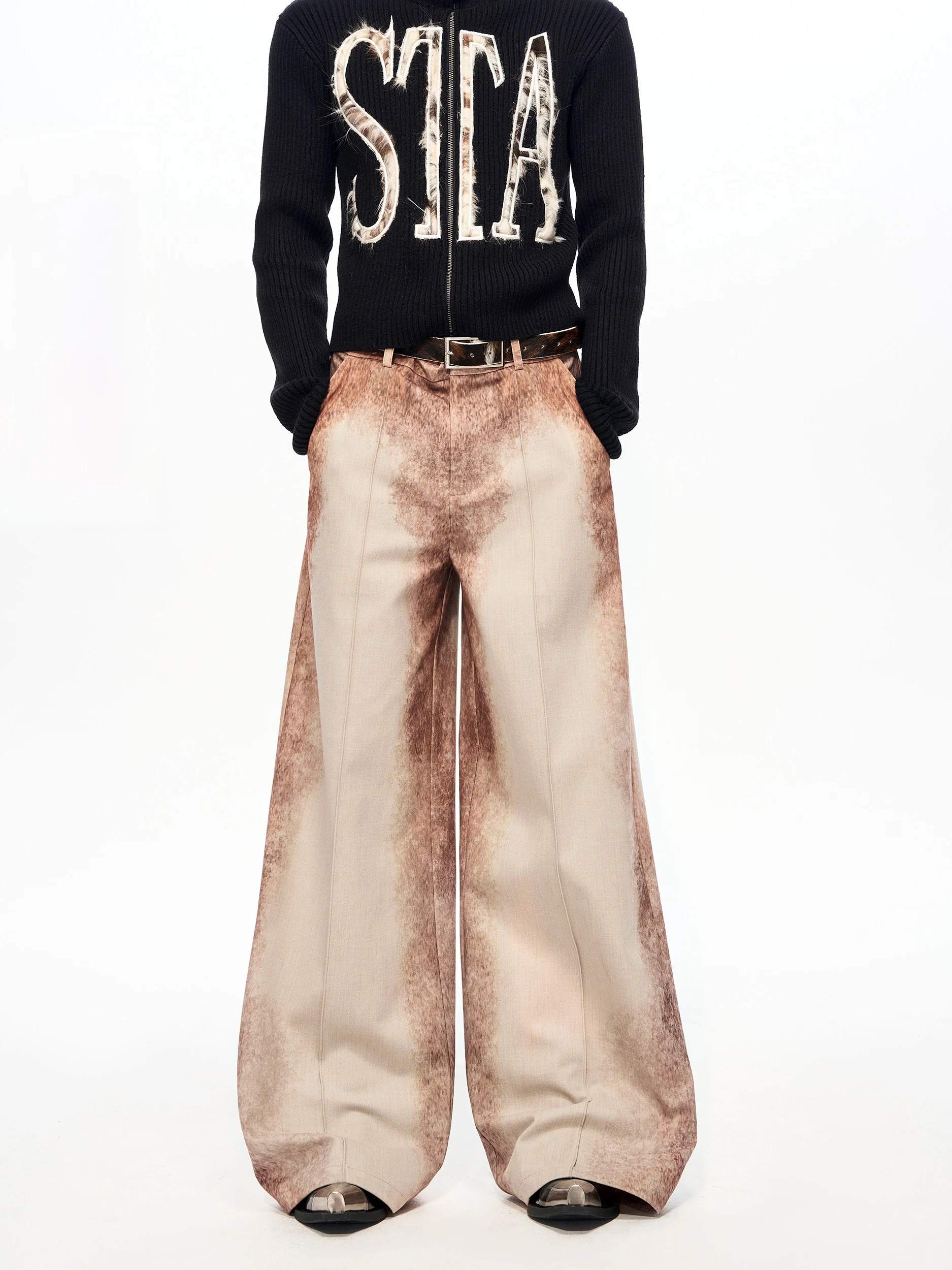 

Original Rust-Colored Men's Woolen Suit Pants Draping Trendy Winter Straight Leg Trousers for Teens And Young Adults