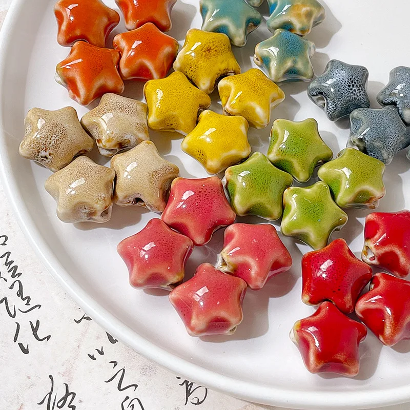 27PCS retro ceramic fat star beads straight hole beads loose beads DIY bracelet necklace beaded accessories material