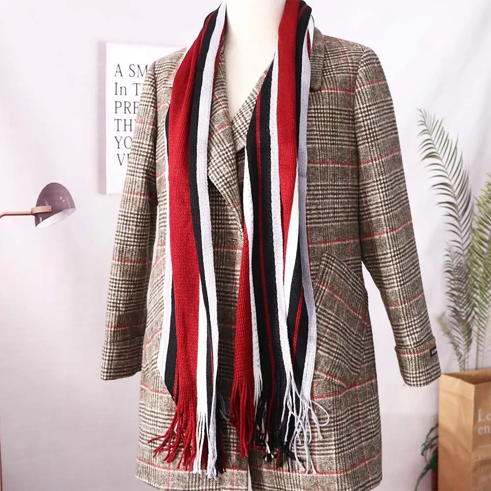 

Quality Warm Scarves Knit Scarf Scarves with Tassels Men's Shawls Warm Winter Tassel Scarf Fringed Muffler Striped Scarf Scarf