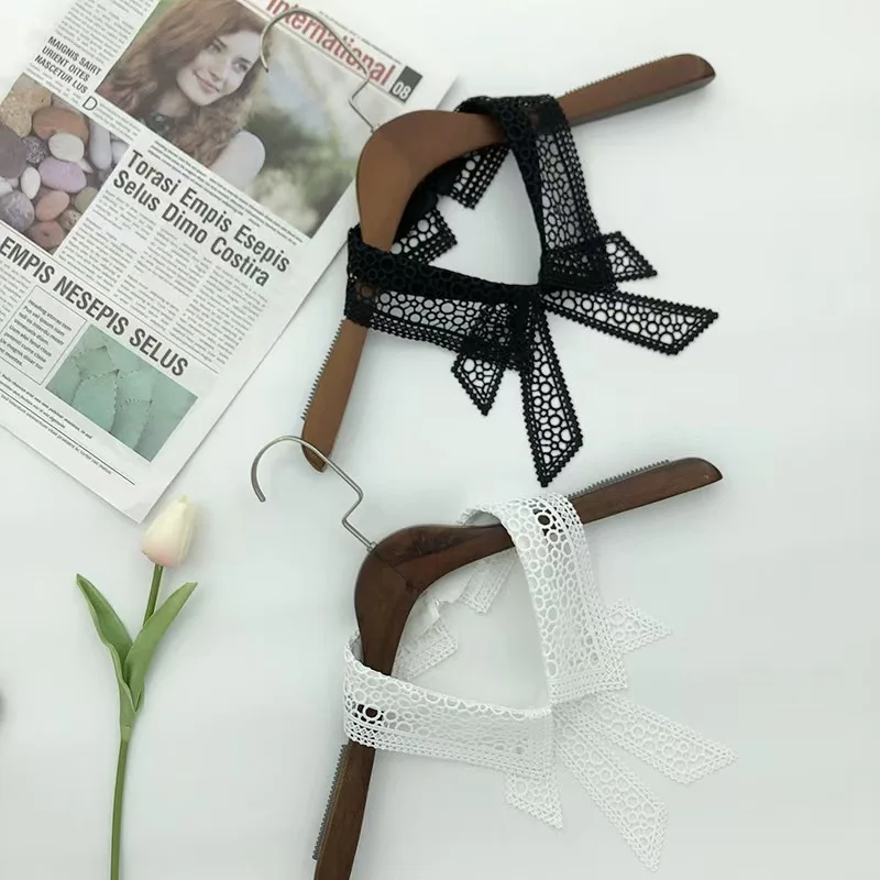 

Женский водорастворимый топ с полым бантом и искусственным воротником в сочетании свитером и юбкой, многослойный комплект, женская многослойная одежда на шнуровке