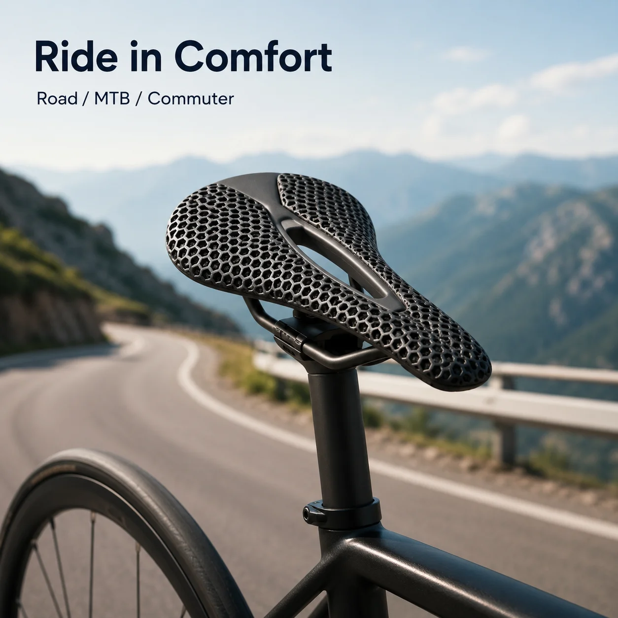 

3D Honeycomb Bike Saddle Lightweight Carbon Fiber Bicycle Seat Breathable Pressure Relief MTB Road Bike Seat Cushion for Cycling