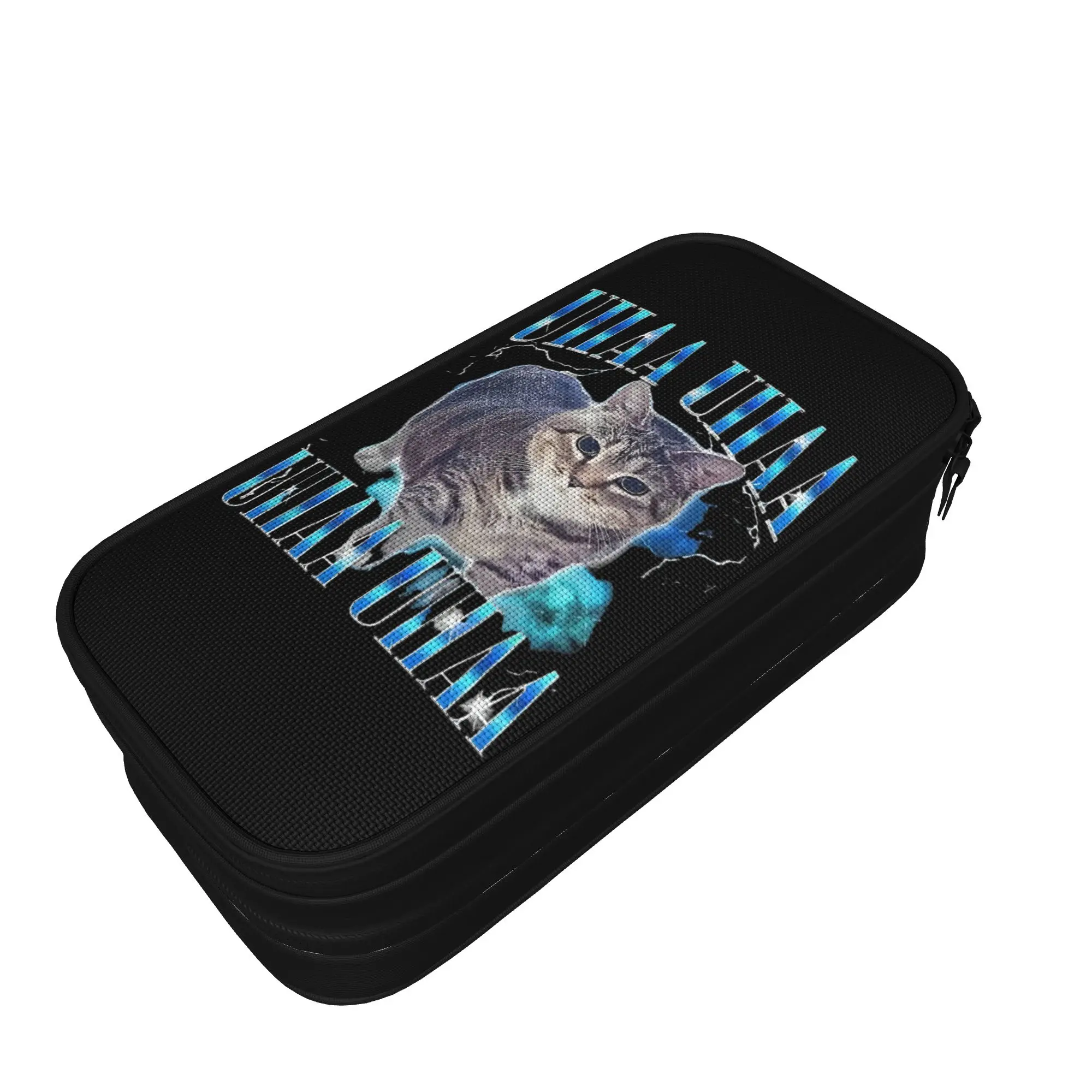 OIIAA OIIAA Funny Spinning Cat Meme Pencil Cases Humor Brainrot Pen Holder Bags Large Storage School Pencil Pouch Stationery