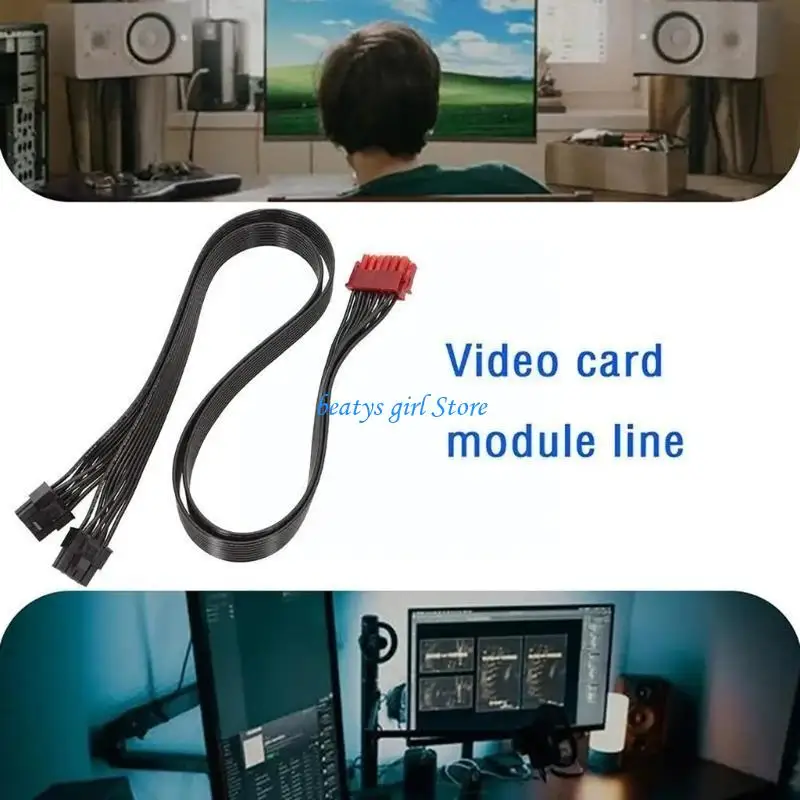 C7AB Video Card GPU Power Supply Adapter Cable 18AWG 12Pin to Two PCIE 8Pin Graphics Card Connector for Enermax modular