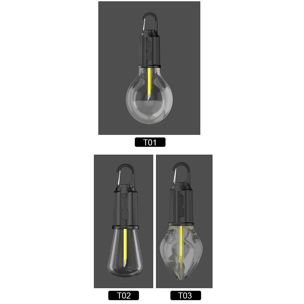 Imagem -05 - Usb Recarregável Impermeável Led Atmosfera Luz com Gancho Lâmpada de Acampamento Iluminação Exterior Modos Tipo-c 400mah 100lm