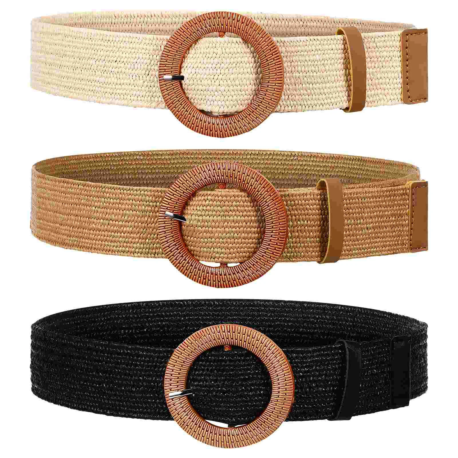 3 uds 1 cinturones tejidos para hombres y mujeres accesorio elástico Boho trenzado vestido pantalones anchos cintura hombres