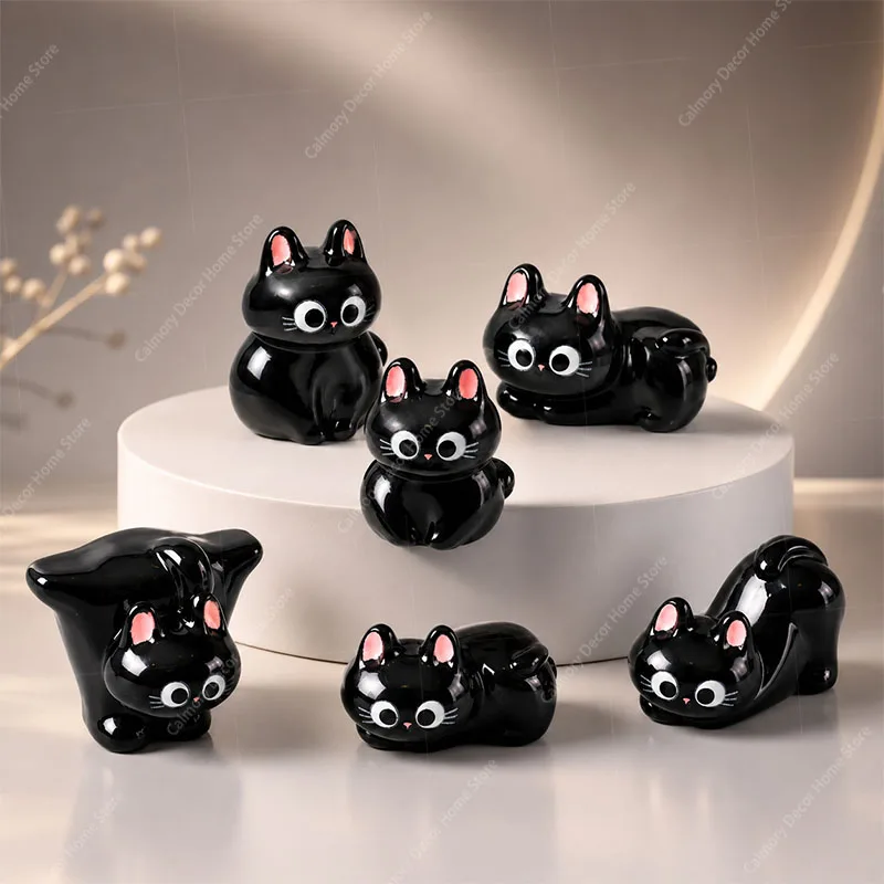 Mini Cat Cartoon Resin Cat Statue Home Decoration Creative Desktop Car Decoration Accessories Décoration Maison Декор Для Дома