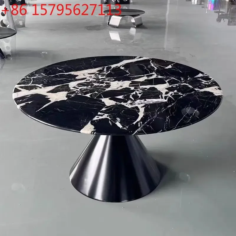 Italian minimalist round table designer household 1.35m platinum diamond card ice jade natural luxury stone round dining table