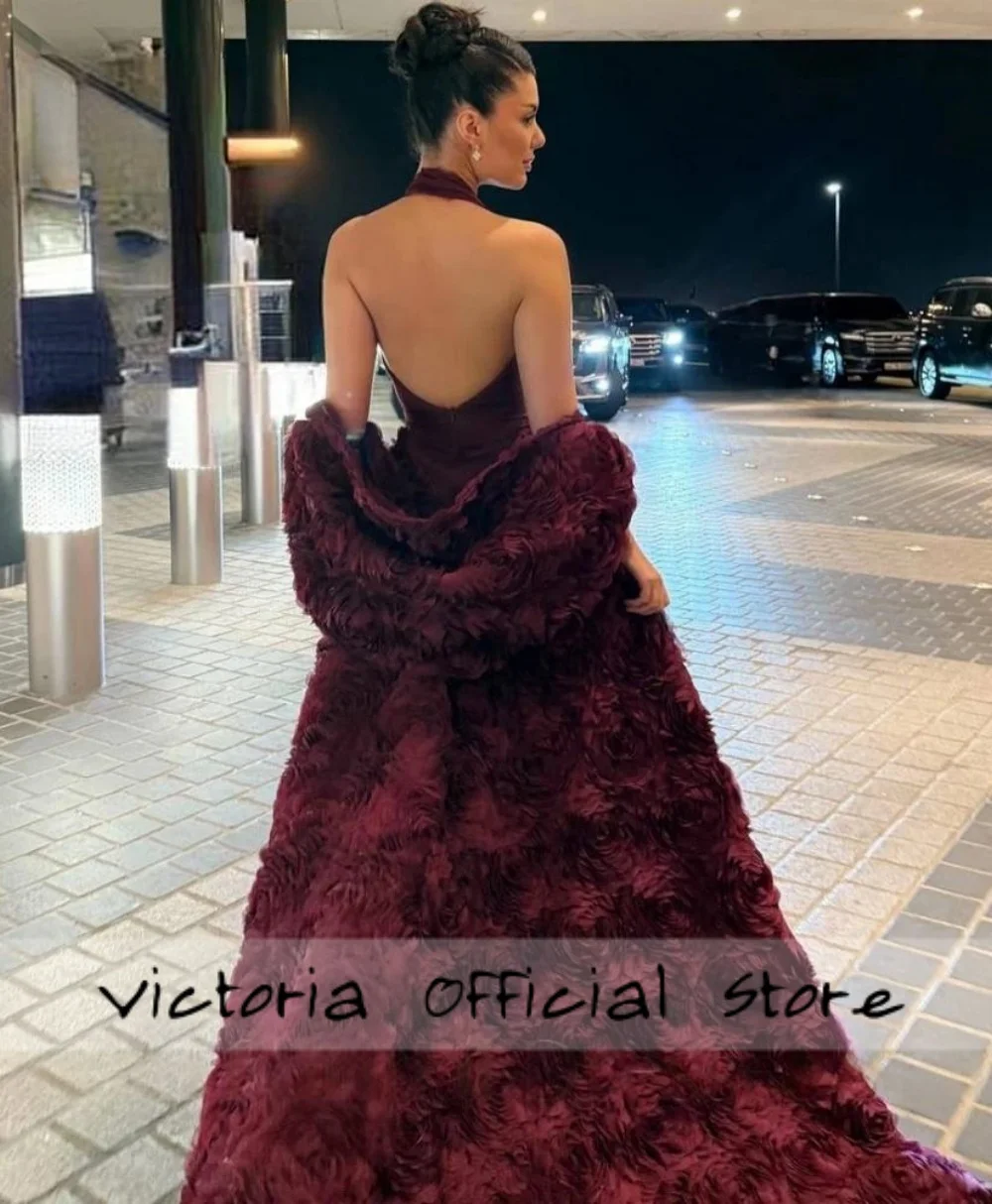 Flores tren Halter Peplum vestidos de baile A-Line sin mangas vestidos de noiva drapeado hasta el suelo فسات Гmavera2025 personalizado