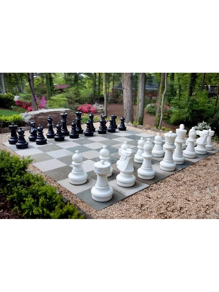 Giant Oversized Premium Complete Set of Chess Pieces with 25 Inch Tall King - Black and White