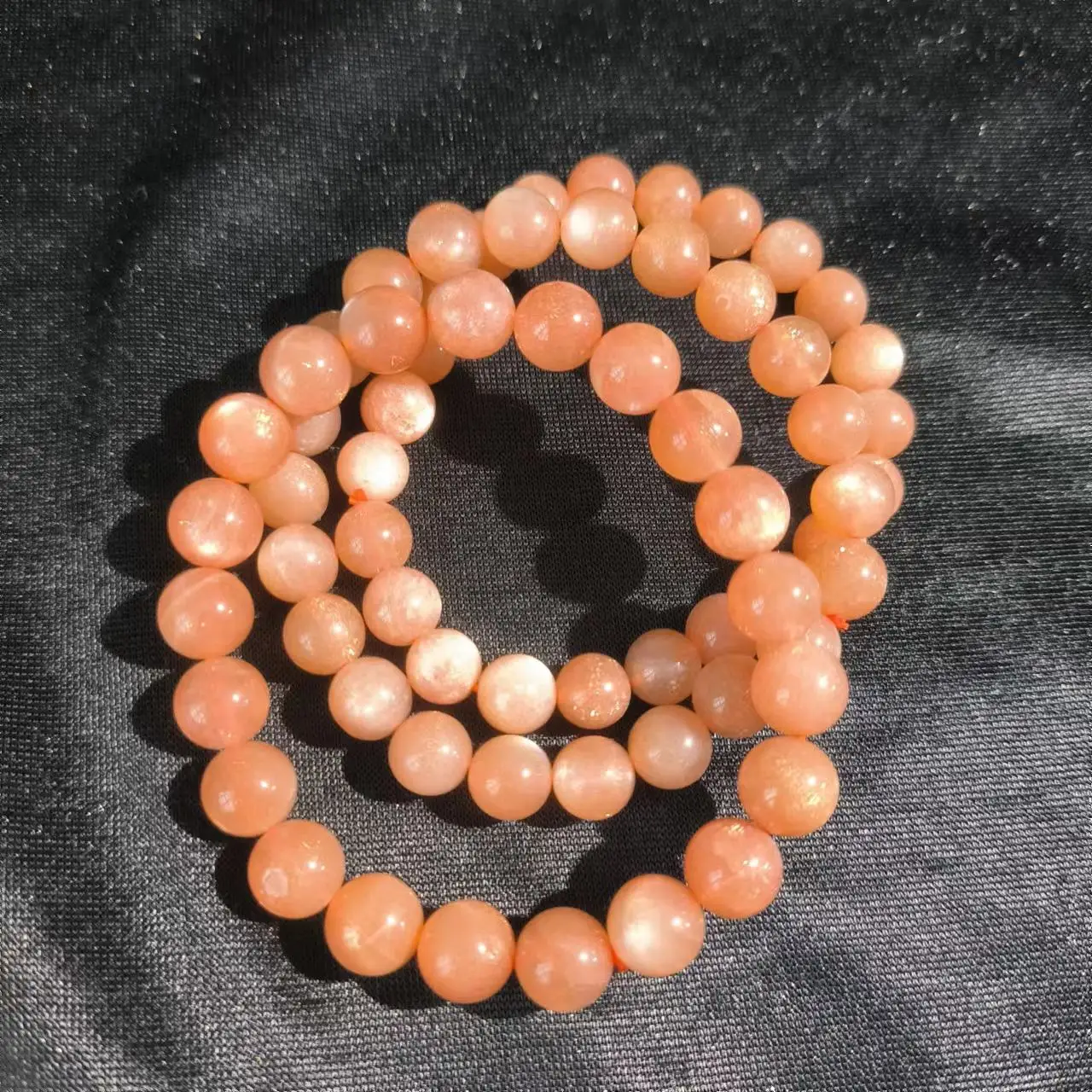 

1pcs/lot Natural Moonstone Sunstone Single Circle Bead Bracelet crystal orange fine Various sizes gem jewelry amulet precious