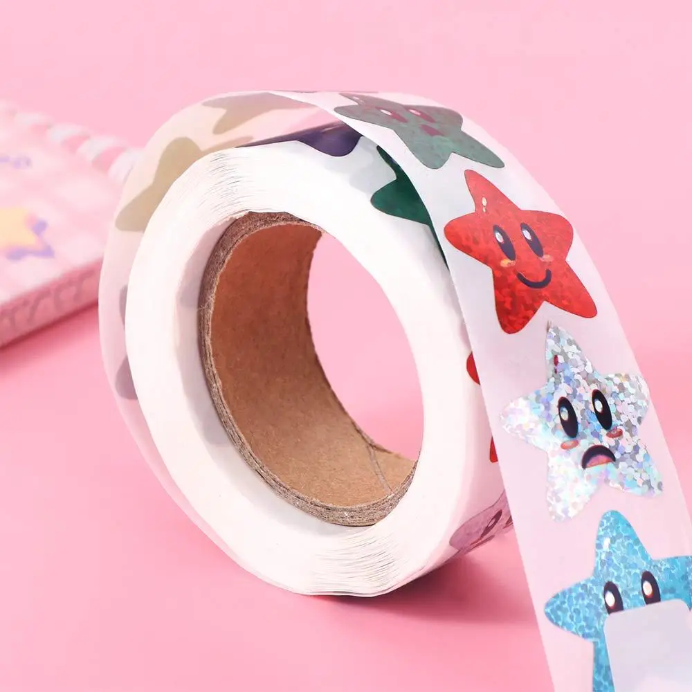 

500pcs/roll Self-adhesive Colorful Glitter Star Stickers Office Stationery Vibrant Decorative Stickers Metallic Glitter