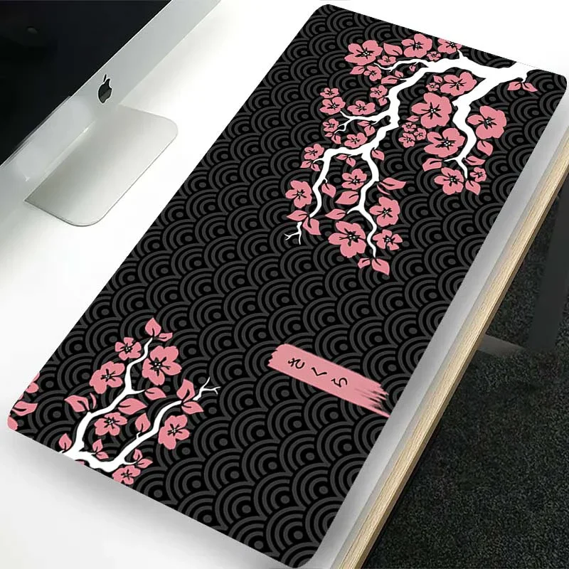 لوحة ماوس بتصميم فني ساكورا كبيرة مقاس XXL من المطاط لوحة ماوس للألعاب بخياطة طاولة طعام حصيرة مكتبية لبطاط لوحة مفاتيح الكمبيوتر الشخصي