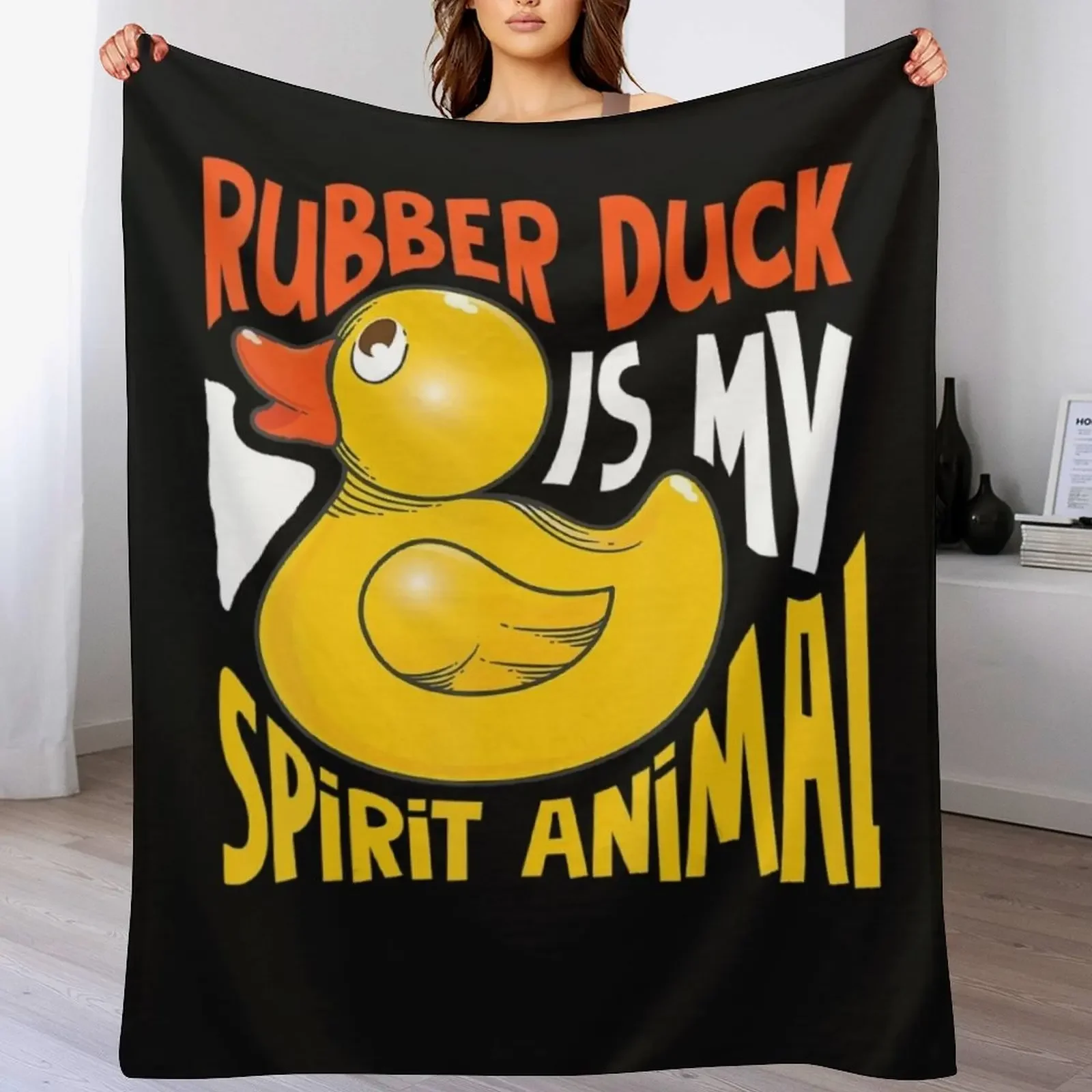 Cool Funny Rubber Duck Is My Spirit Animal Throw Blanket Stylish Warm Blanket for Living Room Bedroom