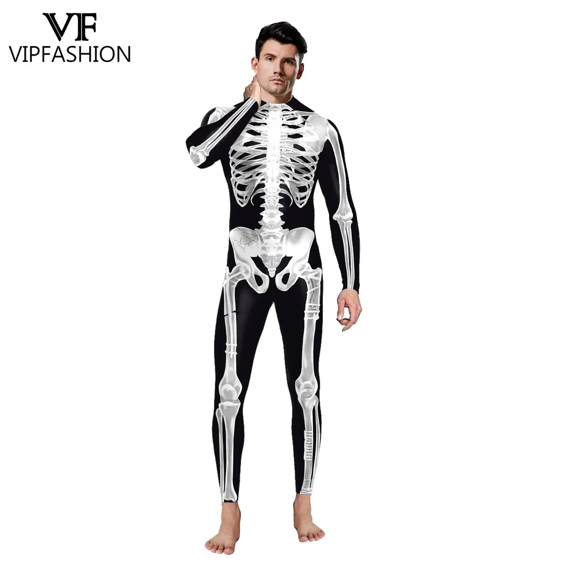 VIP FASHION-Costume Seton de Modules Blancs, Combinaison Amusante Imbibée Zentai pour Couple, Tenue de ixNoire et Bleue, Tenue de Vacances, Costume de Batterie Cosplay d'Halloween