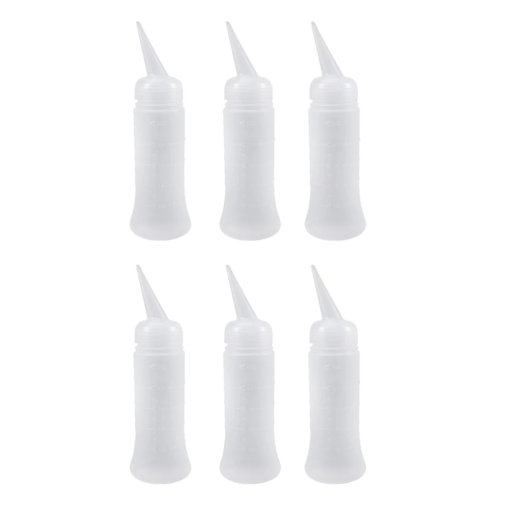 

6 Pcs Dry Cleaning Bottle Storage Bottles for Hair Dye Coloring Practical Squeeze Container Plastic Liquid with Nozzle Caps