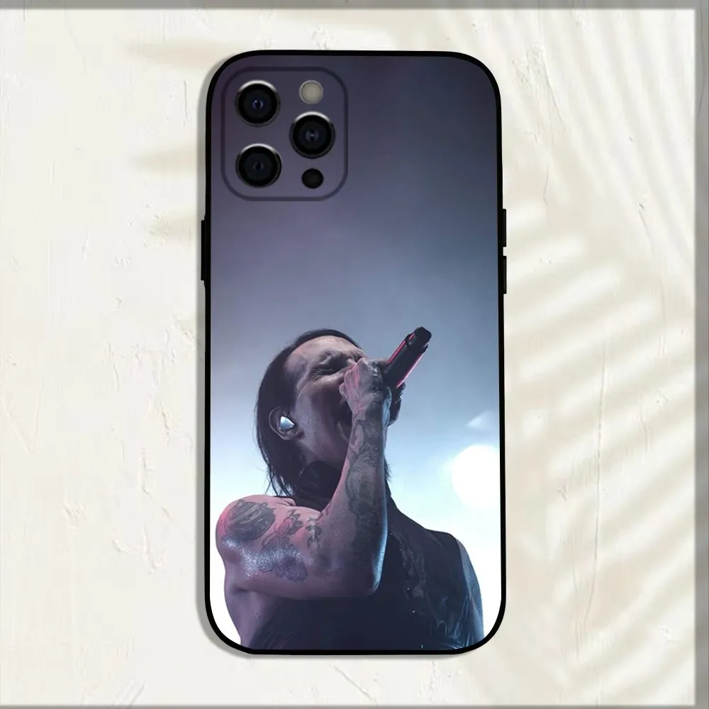 Singer M-Marilyn Manson Phone Case For iPhone 15,14,13,12,11,Pro,X,XS,Max,XR,Plus,Mini Soft Black Cover