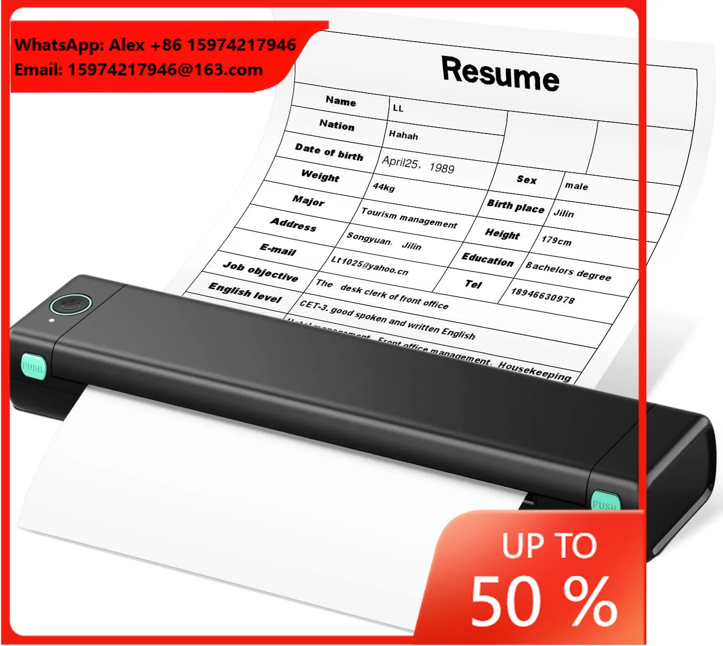Phomemo M08F A4 Convenient Portable Thermal Printer Office Documents A4 216mm 203dpi Test Paper Contract Printing Printer