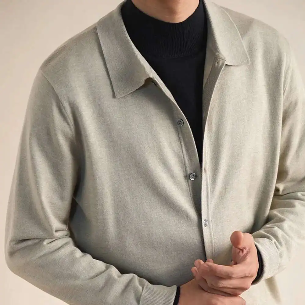 

Sweater Men's Autumn Collection Collar Coarse Woolblend Silky Knitted Cardigan Mens Sweaters Hombre Botones Abrigo Hombre