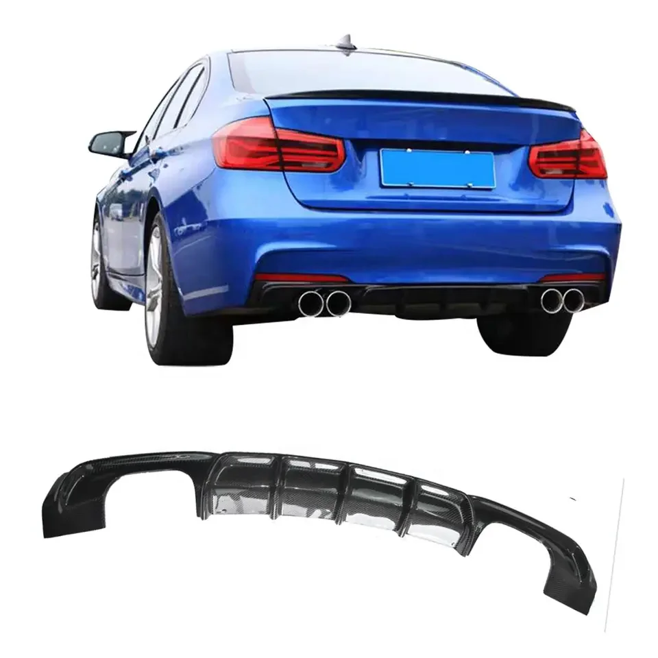 

Carbon Fiber Quad Exhaust Tips Rear Bumper Diffuser MP Style for BMW 3 Series F30 F35 Norsen