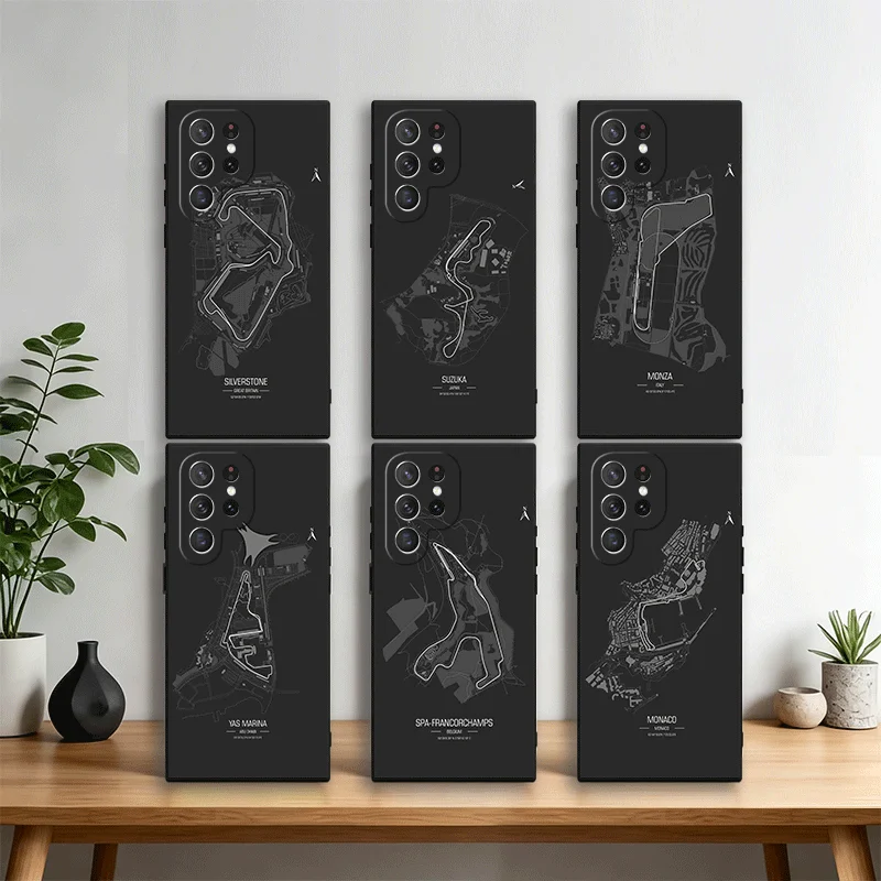 F-Formula Car Track Map Phone Case Cover for Samsung Galaxy S22 S23 Plus S24 FE S25 Edge S26 Ultra S20 S21 + Black Soft Shell