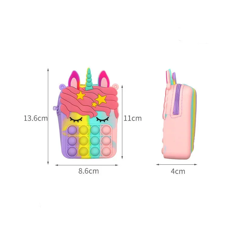 Unicorn Crossbody Bag Girl Crossbody Bag Toy Anti stress Simple Dent Stress Relief Children\'s Coin Wallet Decompression Toy