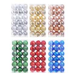 36Pcs 3Cm Merry Christmas Plastic Ball Red Gold Silver Color Plastic Pendant Balls Diy Christmas Party Supplies Xmas Tree Ball