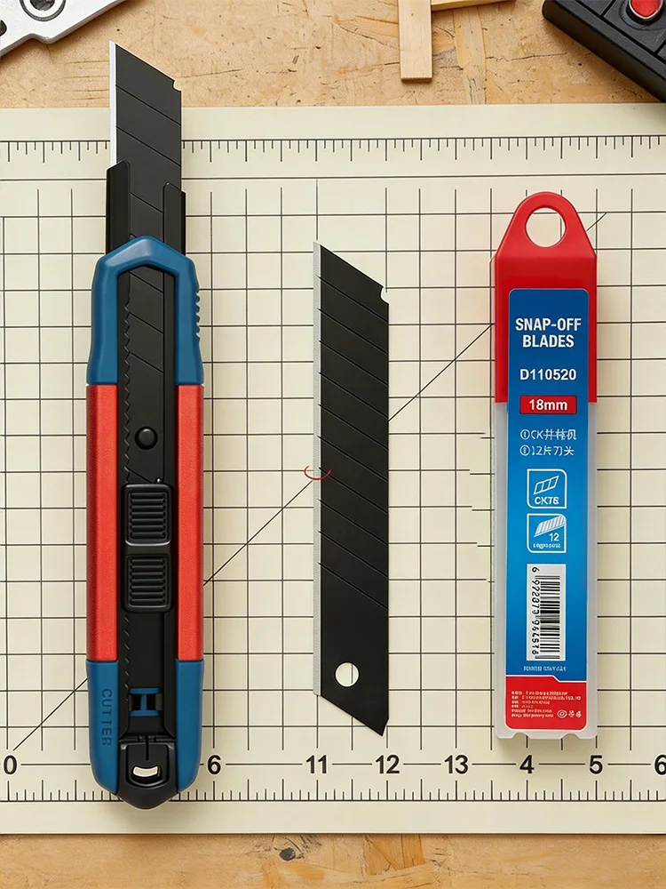 

18mm Aluminum Utility Knife Set CK75 Black Blade 60° Sharp Edge Alloy Handle Heavy Duty Cutter Box Cutting Tool with Blades