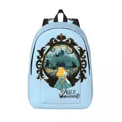 Alice In Mirror Backpack Disney Alice in Wonderland Film Ladies Casual For School For Gifts Sturdy Shoulder Daypack