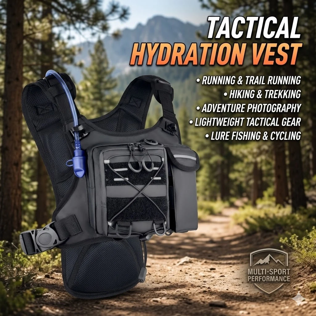 Hydration Running Vest Men Women Lightweight Tactical Chest Pack Cycling Hiking Marathon Sport Bag Waterproof Fitness Backpack