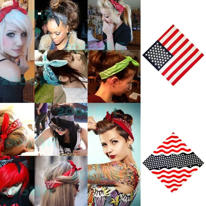 Bandana Kerchief Hip Hop American Flag Striped Hair Band Neck Scarf Headwear