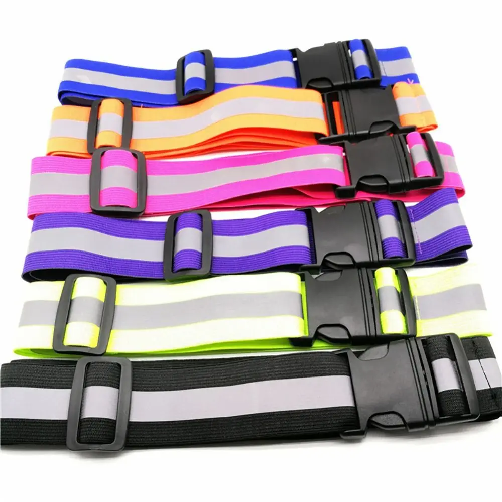 4*105cm Adjustable Reflective Belt Waist Strap High Visibility Safety Reflective Gear Belt Reflective Cycling Walking Running