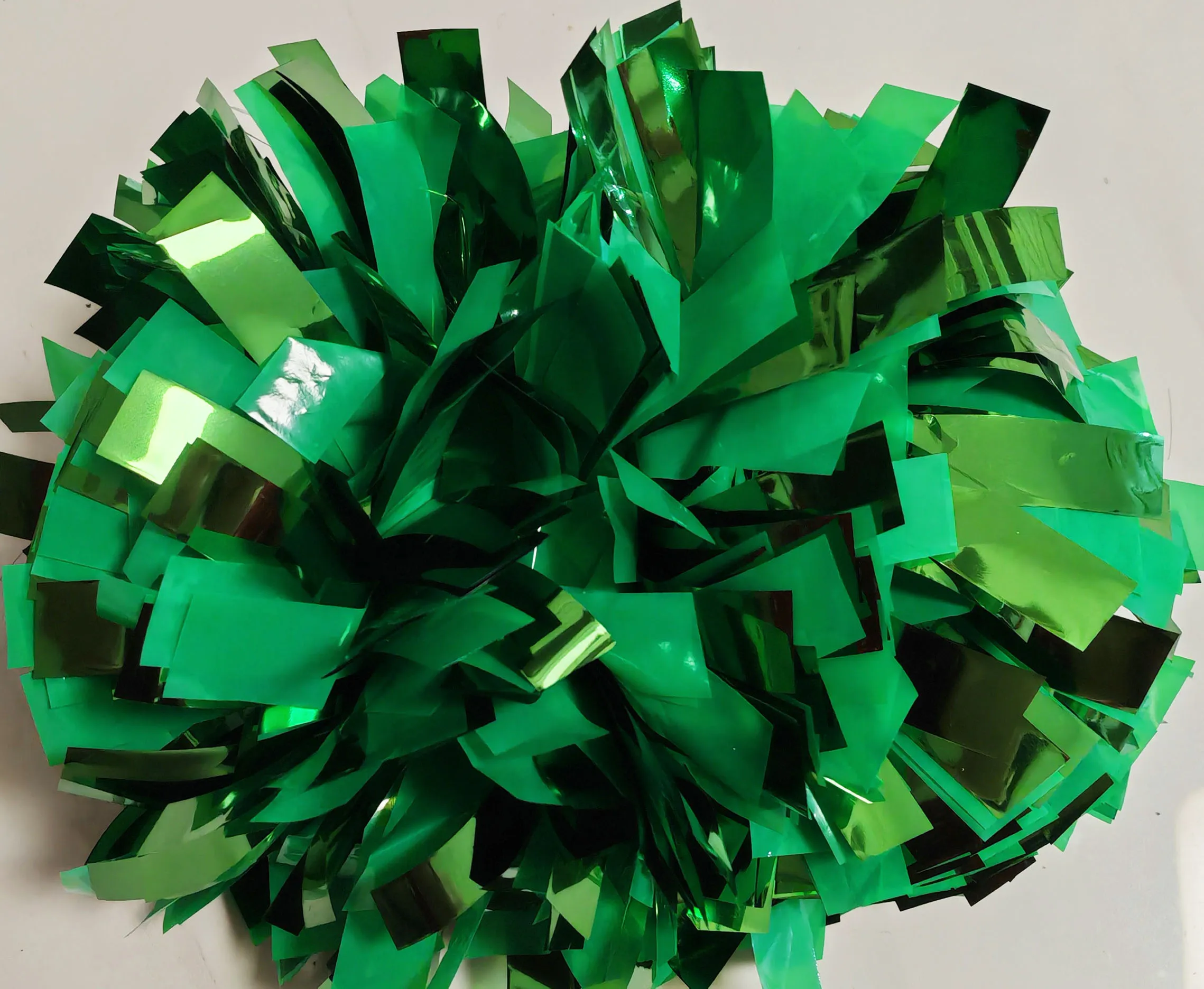 

Cheerleader Pom Pom Pom,Metallic Green with Plastic Green, Custom Size and Color