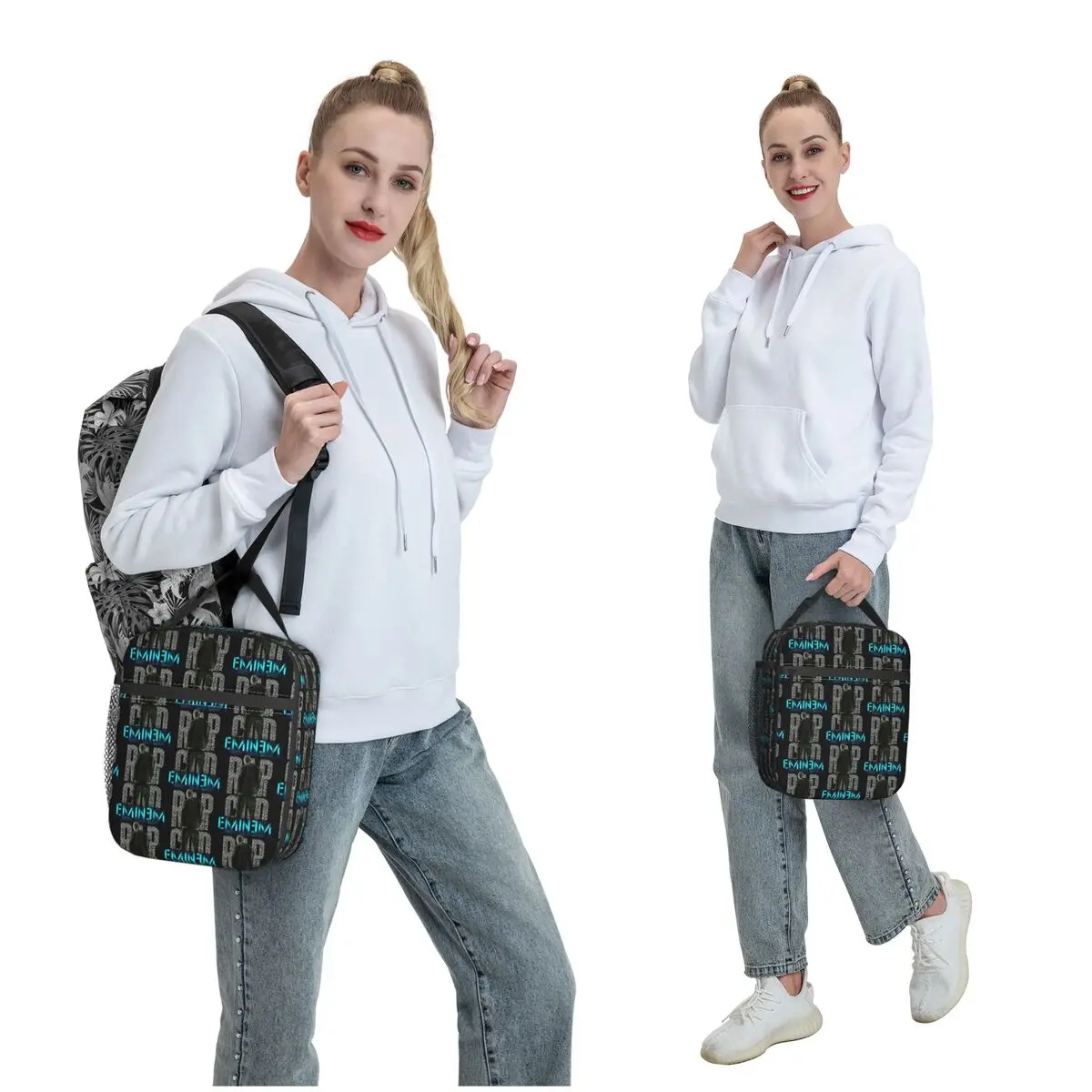 حقيبة غداء معزولة من راب جود إيمينيم للنساء والأطفال، صناديق طعام مقاومة للتسرب، حقيبة غداء حرارية #5