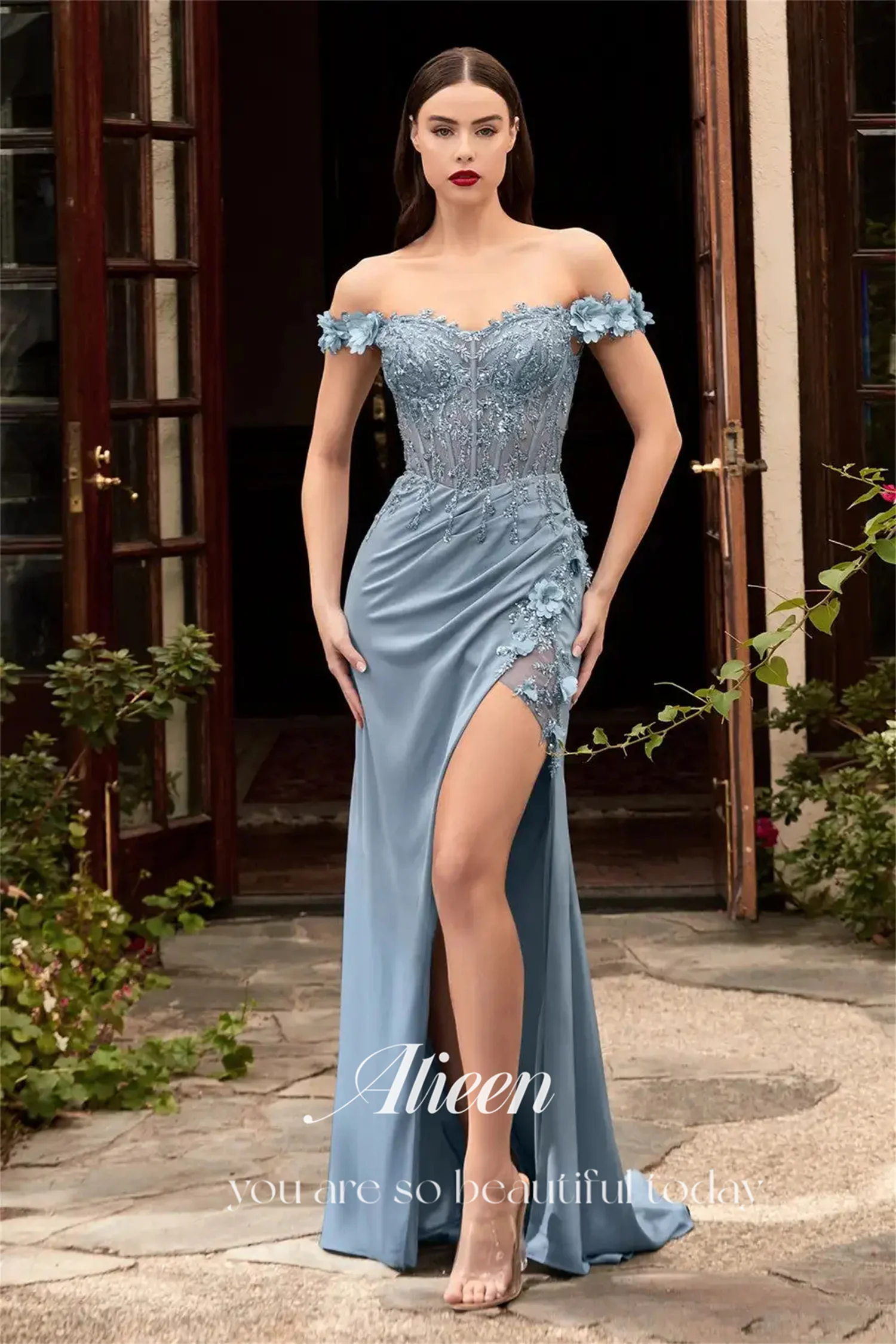 Mermaid Elegant Guest Wedding Dress Silk Satin Dresses Customized Prom Off the Shoulders Formal Long Special Events Sexy Lace