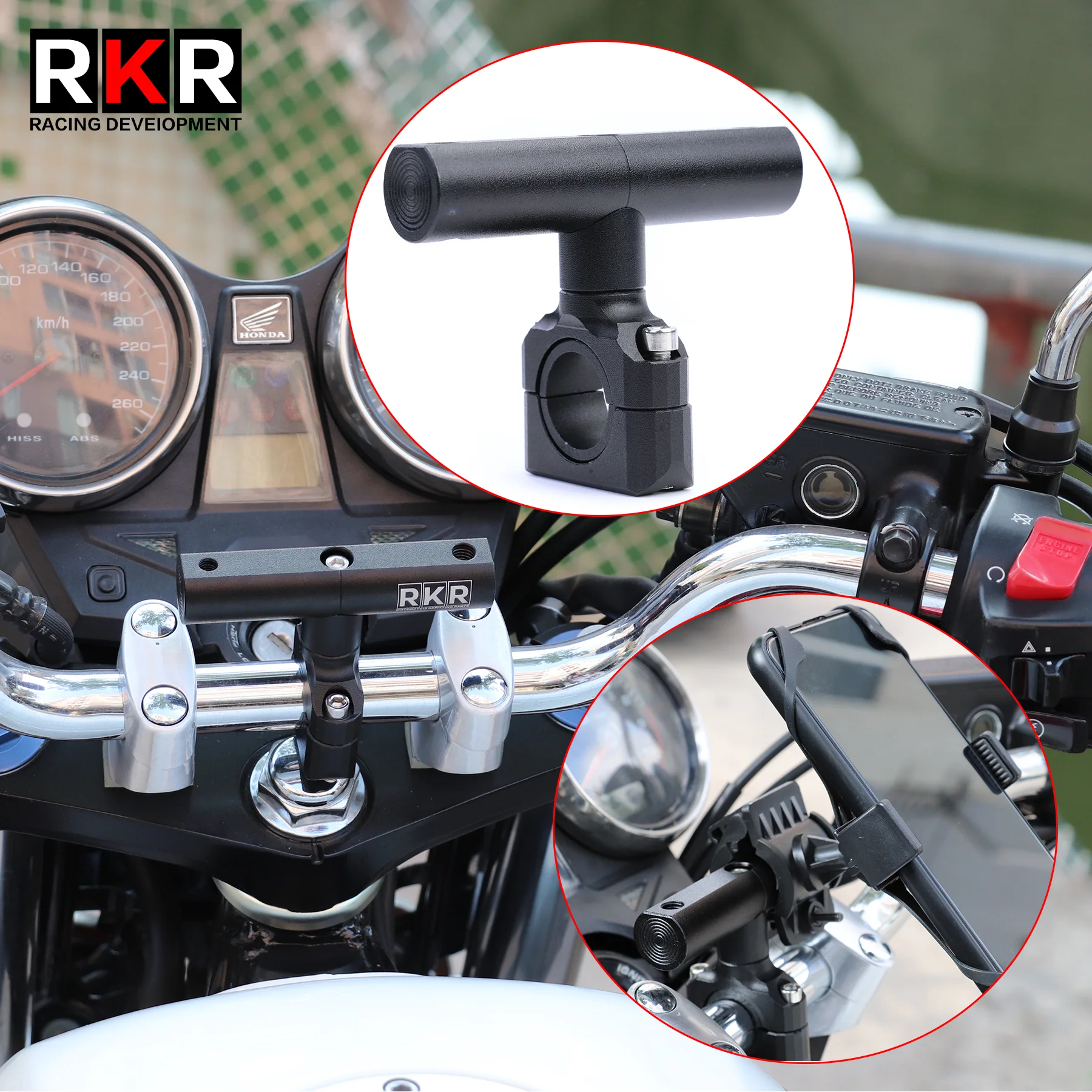 

CNC Handlebar Extender for Bicycle Motorcycle, Bike Handlebar Extension with Single Mounting Clamp Bracket Headlight Lamp Holder