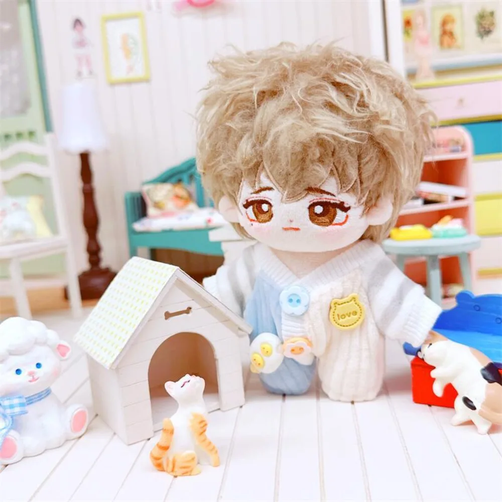 10CM Doll Clothes Cartoon Dog Overall Pajamas Cotton Stuffed Doll Stripes Jumpsuits Suit Replacement Outfit Doll Accessory