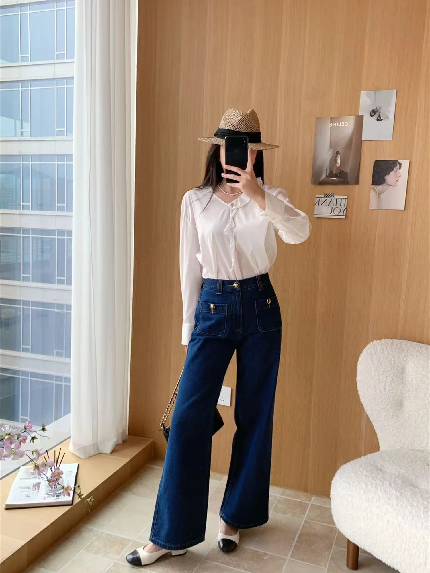 

Laid-Ba Blogger's Favorite Straight Leg Jeans with kets High Waist Cotton Spring 2026 Women's Premium ket Denim